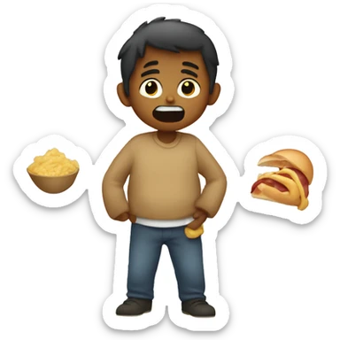 Person grabbing stomach from hunger sticker