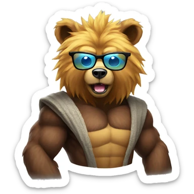 super saiyan bear with glasses sticker