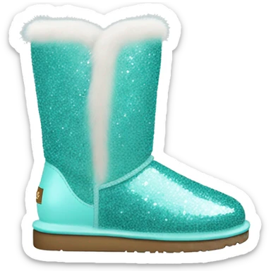 Realistic tiffany blue Sparkle glitter and fur Ugg boots. sticker