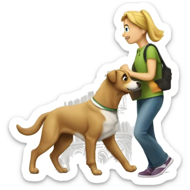 Leaning tower of pisa walking the dog sticker