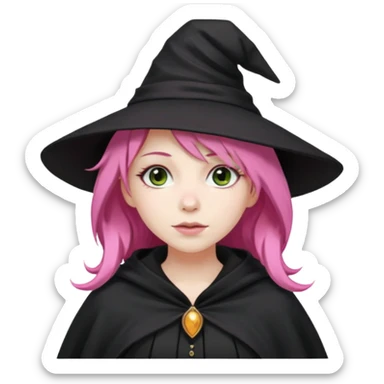 A witch with a pink hair sticker