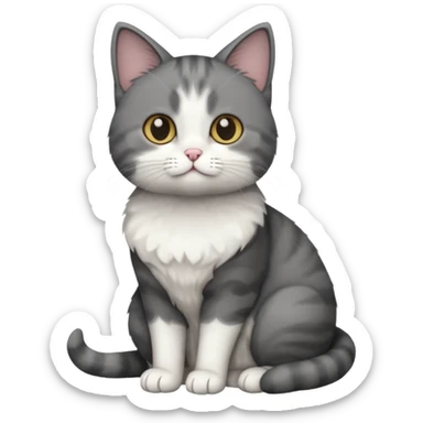 full body small short hair dark grey and white cat sticker
