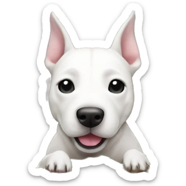 White bull terrier burying money  sticker