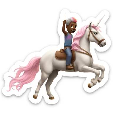 A unicorn riding off into the sunset ￼ sticker