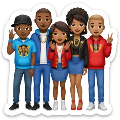 African American crowd of fans men and women at a rap concert sticker