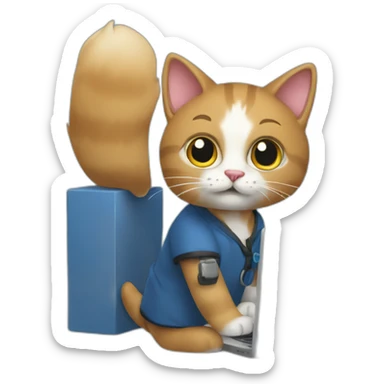 cat working with Azure on Friday sticker