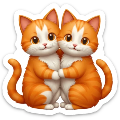two happy cats hugging in love sticker