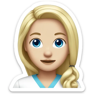 long blonde hair blue eye girl nurse sticker