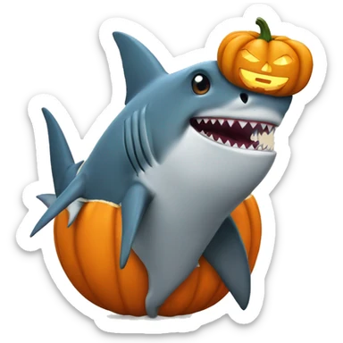 Shark wearing a pumpikin costume sticker