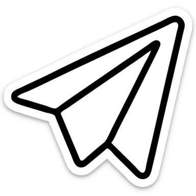Telegram paper plane icon, outlined, with subtle shadow, modern look, white background sticker