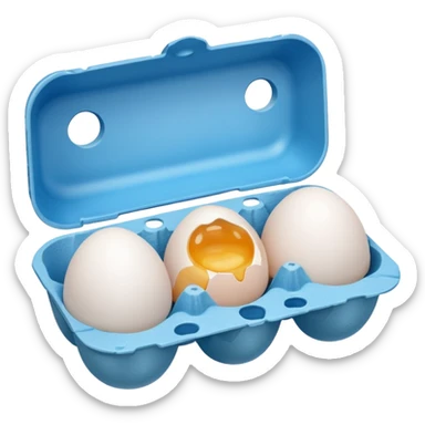 make a egg carton with six spaces but only one egg inside to represent isolation. make the egg have a sad expression like a sad face with tears to communicate his worry. the egg should be white and be the only egg inside the carton. sticker