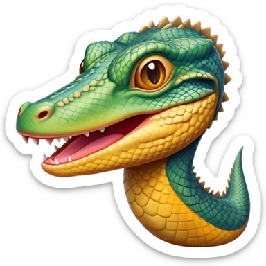 Cinematic Realistic Comical Monitor Lizard Portrait Emoji, Head tilted dramatically with an exaggeratedly amused expression, featuring a striking, glossy scaled hide with bold, angular textures and wide, expressive eyes full of playful disbelief, rendered with lifelike precision and natural vibrant hues, high shine, dramatic yet playful, styled with an air of cheeky wilderness mischief, soft glowing outline, capturing the essence of a spirited and over‐the‐top monitor lizard that looks ready to scurry its way into viral fame! sticker