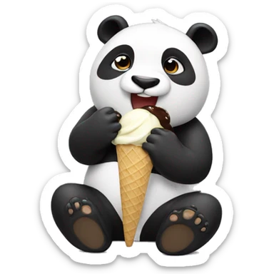 Panda eating ice cream sticker