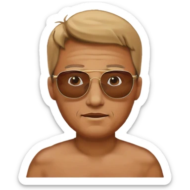 tan man on beach with sunglasses sticker