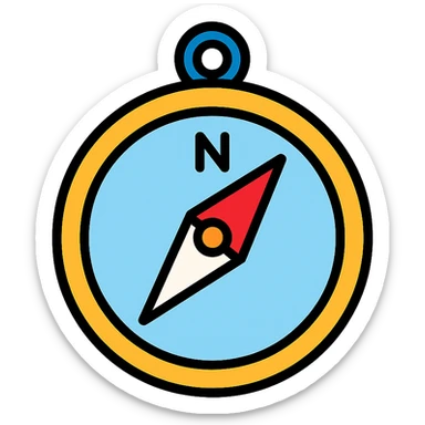 colorful compass icon, clear north arrow sticker