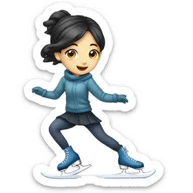 Ice skating girl asian  sticker
