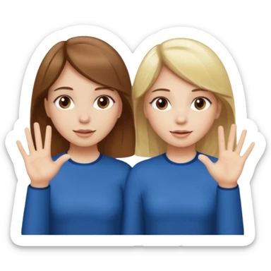 Two girls saying six seven one with brown hair. And doing hand movements  white skin six seven SAYING SIX SEVEN ONE WITH BLOND HAIR  sticker