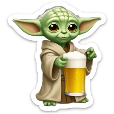 Bébé yoda qui boit une bière sticker