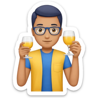 Human with glass and yellow T shirt and blue pants sticker
