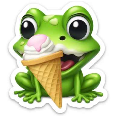 A frog eating an icecream sticker