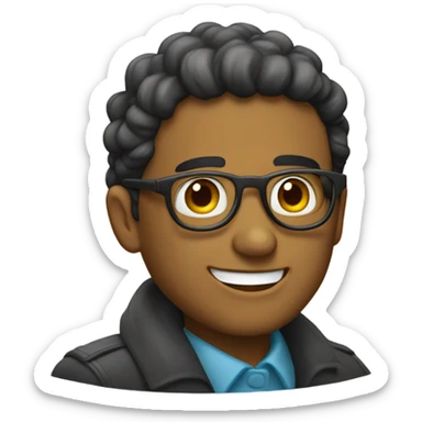 birete y lentes pelo largo sonriente sticker