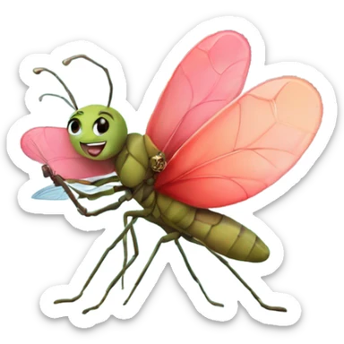 Bug holding a love heart dragonfly sticker