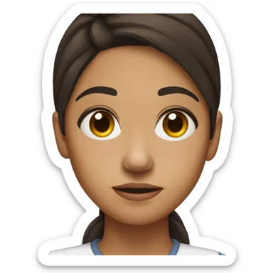 Upset Light skin Hispanic female with dark brown hair  sticker