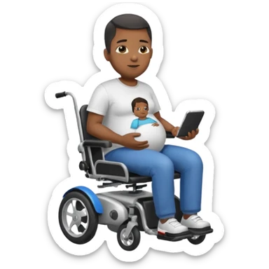 black pregnant man on motorized wheelchair sticker