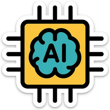 AI icon, modern minimal style, clean lines, simple shapes, minimal color palette sticker