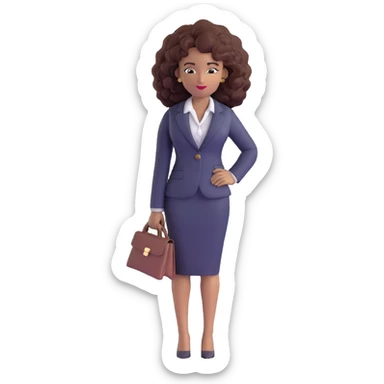 Confident African executive woman with voluminous curly hair, sophisticated business attire, professional appearance sticker
