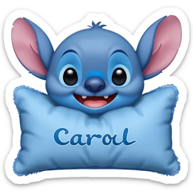 Stitch con un cojín que ponga "Carol" sticker