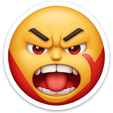An emoji with an angry face choking itself
 sticker