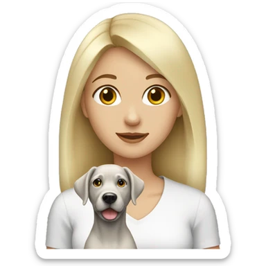 Blonde girl with a silver lab sticker