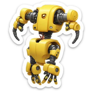 Flexing yellow robotic bicep and forearm with shocks and circuits sticker