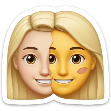 A face split diagonally: one half smiling, the other half with a tear.  sticker