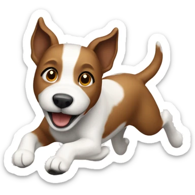 Brown white Terrier dog running  sticker