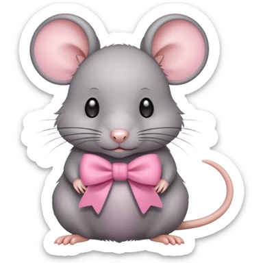 Cute rat with a pink bow sticker