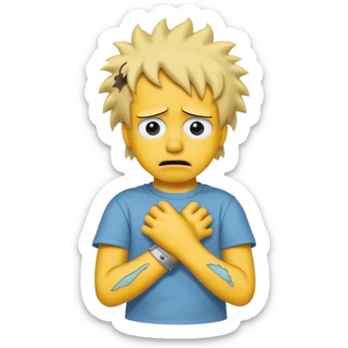 bart simpson with cuts on his wrists crying sticker