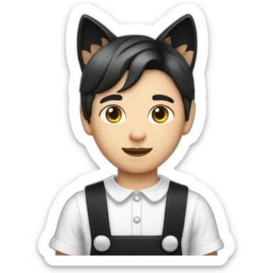 Boy with a french maid outfit and cat ears on his head sticker