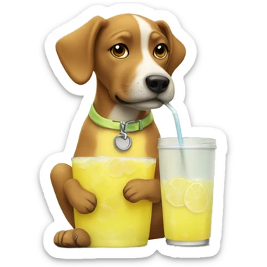 dog drinking lemonade sticker