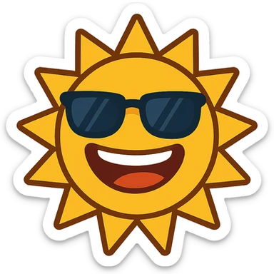 happy sun with sunglasses and a big smile sticker