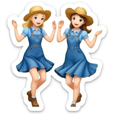Two country girls dancing  sticker