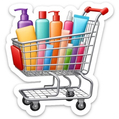 shopping cart full of beauty products sticker
