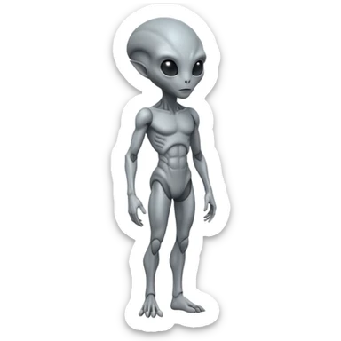 fullbody humanoid gray alien direct sideview sticker