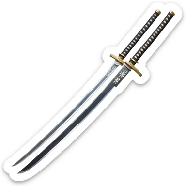 Famous old long Katana, full length chinese names on blade. sticker