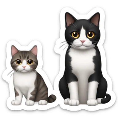 Black cat and Scottish fold brown cat sticker