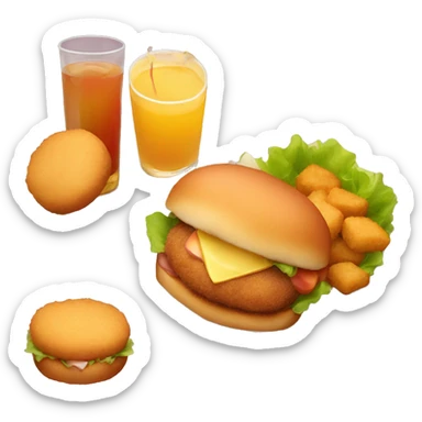 Ham croquettes with burger, nuggets and apple juice  sticker