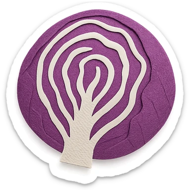 red cabbage with layered paper look and textured paper craft style sticker