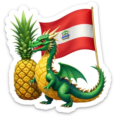 Dragon with the flag of costa rica and a pineapple sticker