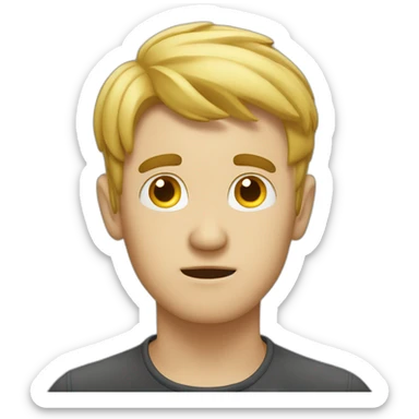 guy thinking with thought buble at head sticker